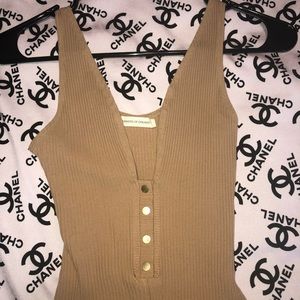 Tan Plunge Bodysuit